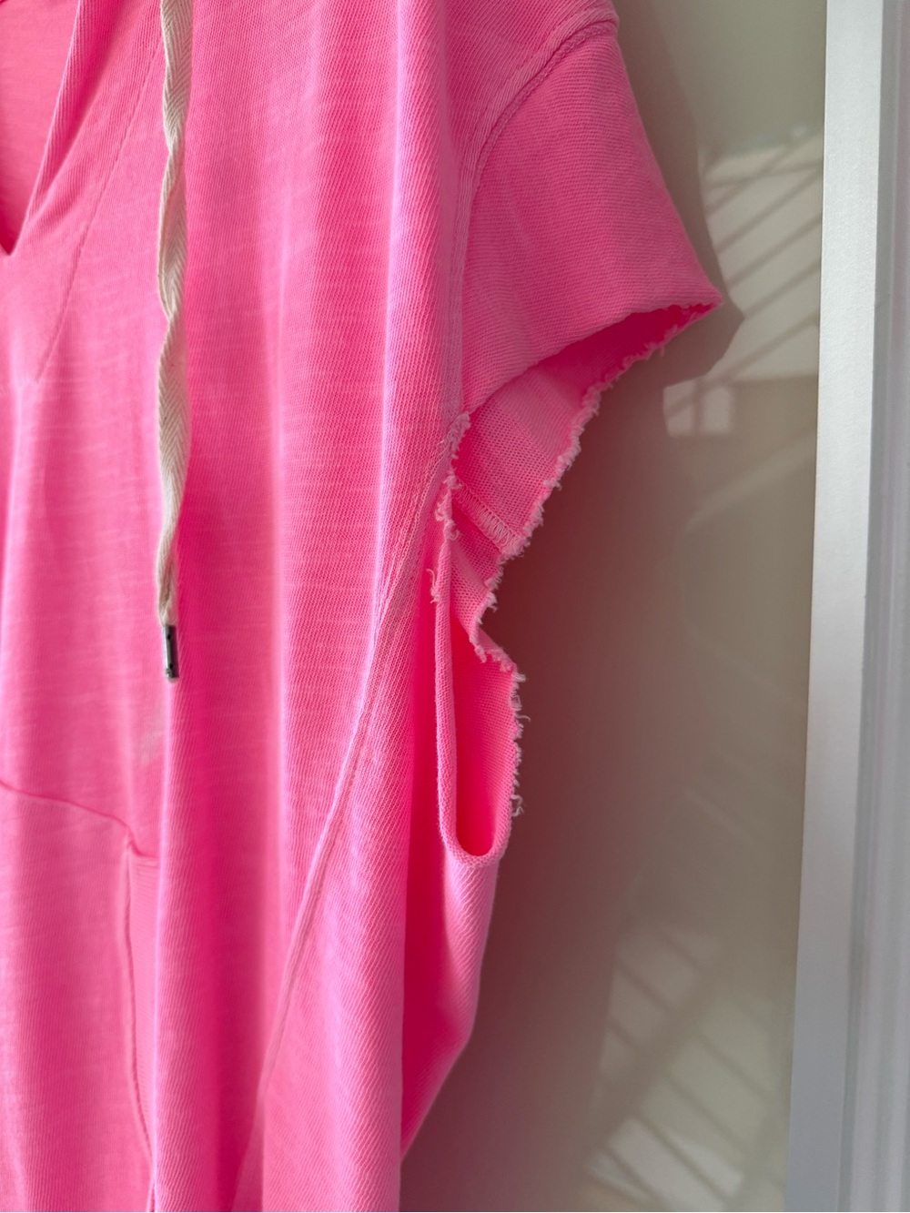 Splendid Neon Pink Hooded Short-Sleeve Sweatshirt - Picture 4 of 7